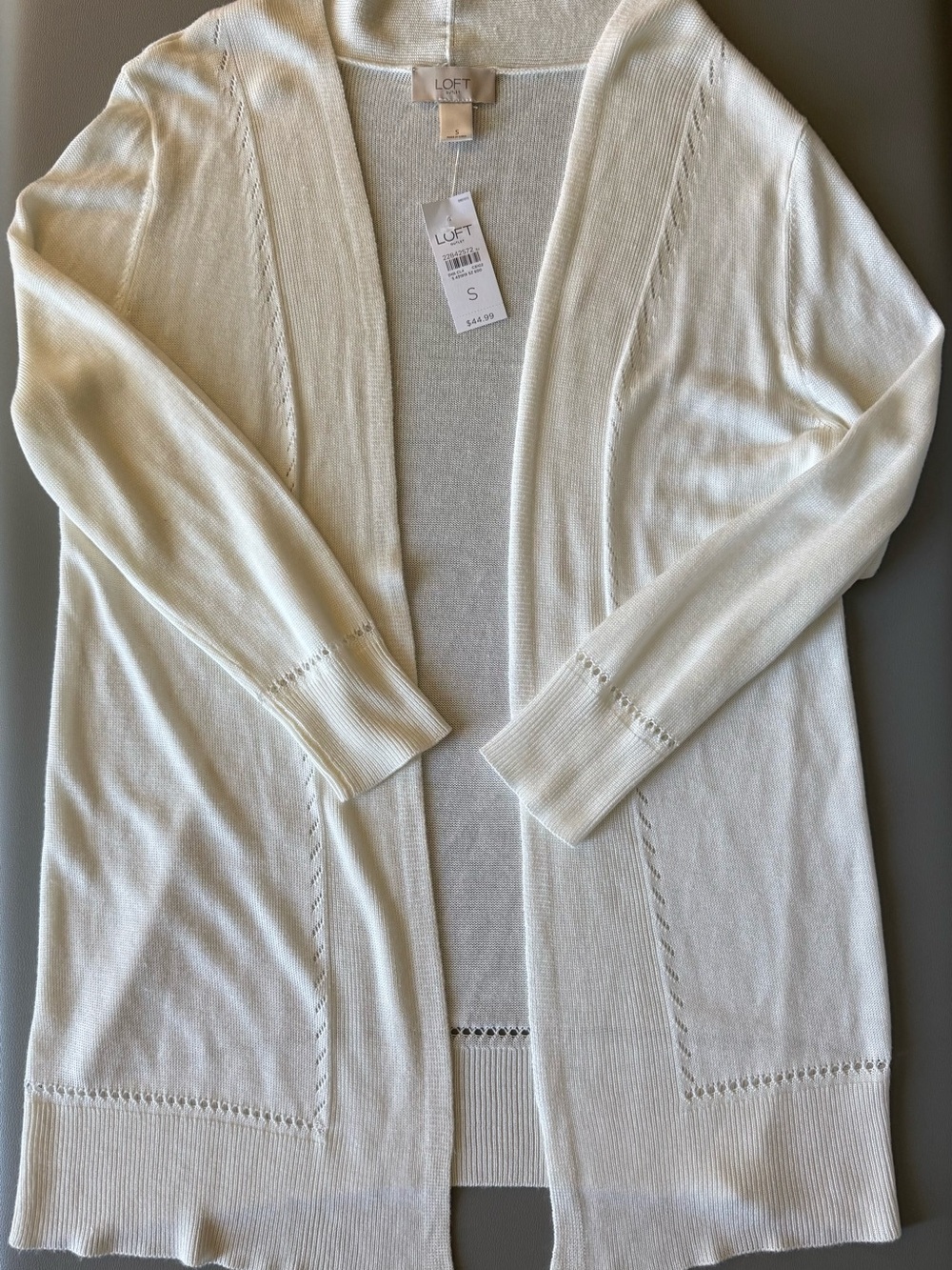 NWT LOFT Women's Open-Front Cream Cardigan Sweater Small